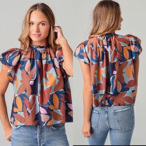 NWOT TROVATA silk blend Carla Highneck Blouse, XS $260 B19